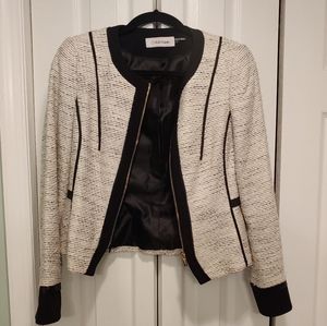 White and Black Calvin Klein Tweed Blazer
